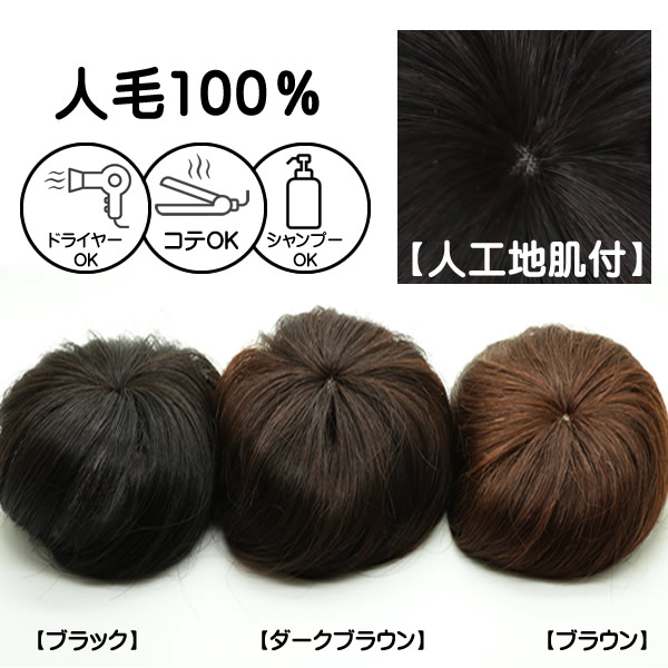 ウィッグ ヘアピース 人毛100％ 円形脱毛症 部分ウィッグ かつら 送料