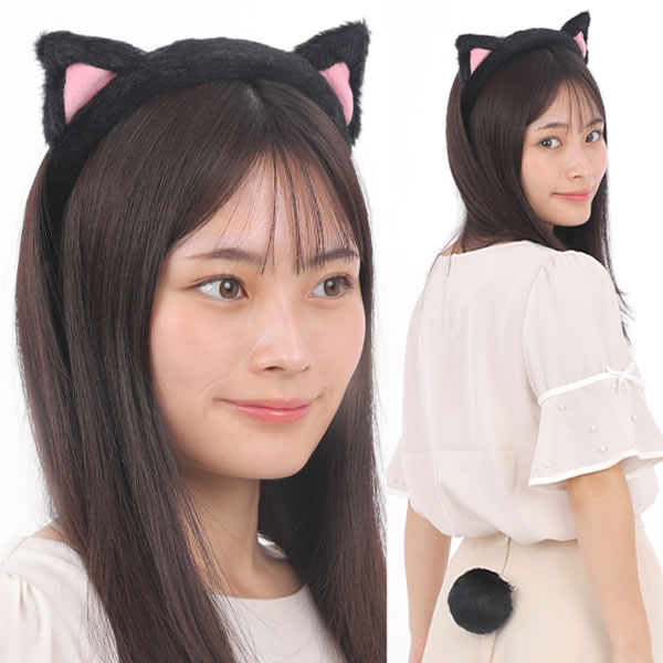 La Pafait ねこみみカチューシャ カチューシャ 猫耳 セット ねこ 猫 コスプレ ねこみみ しっぽ付