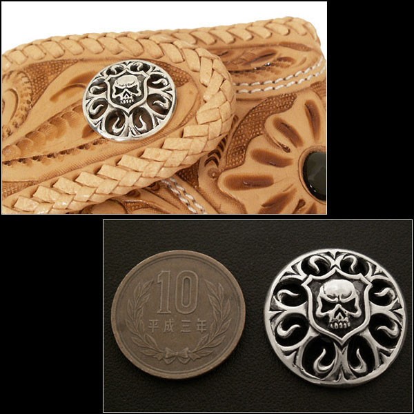 シルバーコンチョ スカルコンチョ ねじ式 2.5cm 髑髏 スカル シルバー