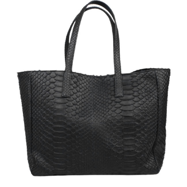 送料無料 パイソン トートバッグ バッグ 本革 ショルダーバッグ メ蛇革 ダイヤモンドパイソン マット仕上 旅行 大容量 A4 ブラック/レッド(ID tb577)