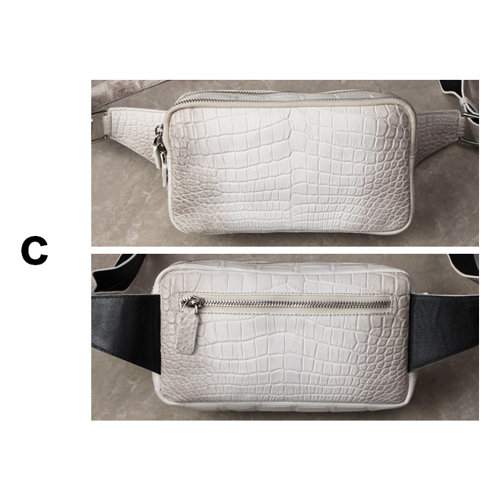 ヒマラヤクロコダイル 本革 斜めがけ ボディバッグ ワニ革 バッグ