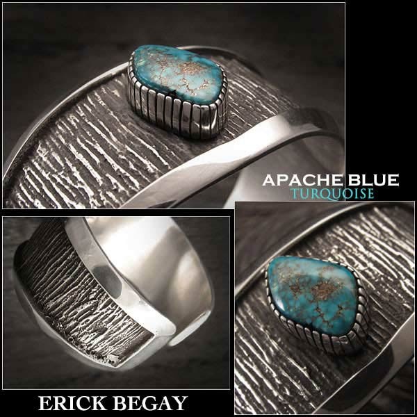 新品　エリックビゲィ/Erick Begay　バングル　ブレスレット アパッチブルー　ターコイズ　インディアンジュエリー　シルバー925 (ID  na3192r73)