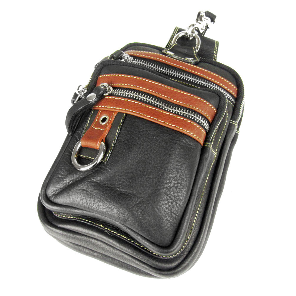 メンズ 本革 レザーウエストポーチ ベルトポーチ ヒップバッグ