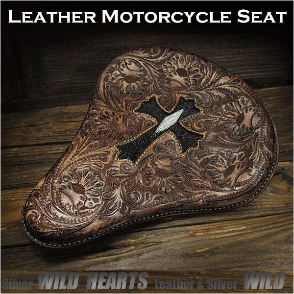 carved,lather,motorcycle,Harley,saddle,seat,solo,single,custom,chopper,bobber