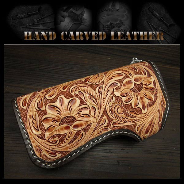 harley,style,biker wallet,trucker,hand carved,wallet for motorcycle
