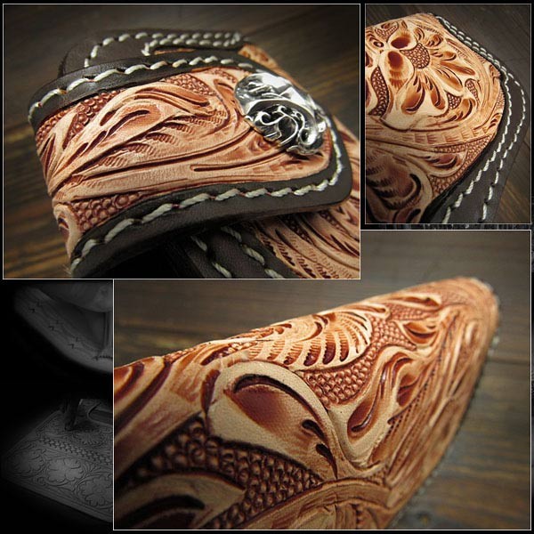 carved leather by hand,handmade,wallet