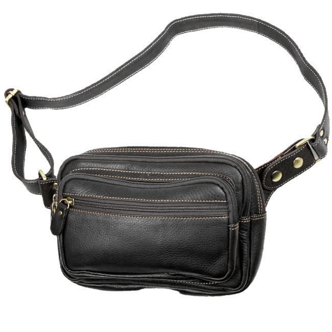 本革 メンズ／レディース ボディバッグ ウエストバッグ 大容量 肩掛け