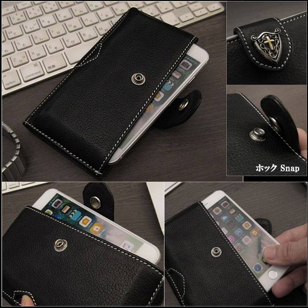 スマホケース付き手帳型財布 多機種対応 カードケース 財布一体型スマホケース ブラック 黒 Leather Wallet Flip Card Case Cover For Smartphone Iphone M L Size Black Concho Id Sc3318r36