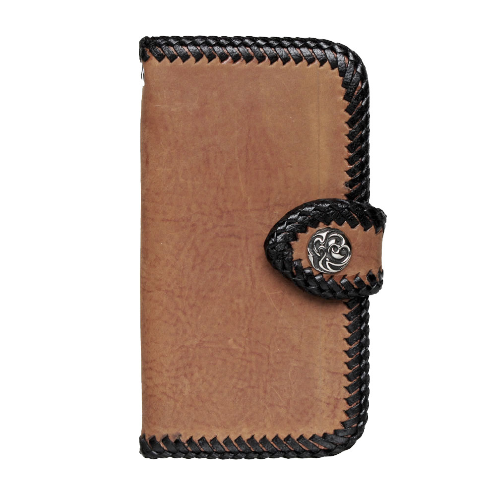 iPhone ケース 手帳型 サッビア 編み込み 姫路レザー 本革 コンチョ