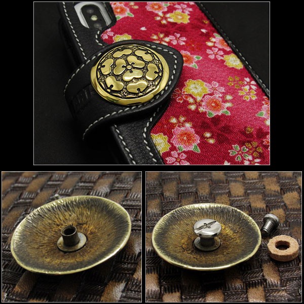 家紋コンチョ,真鍮,戦国武将,長宗我部元親,長宗我部氏,家紋,七つ酢漿草,七つ片喰紋