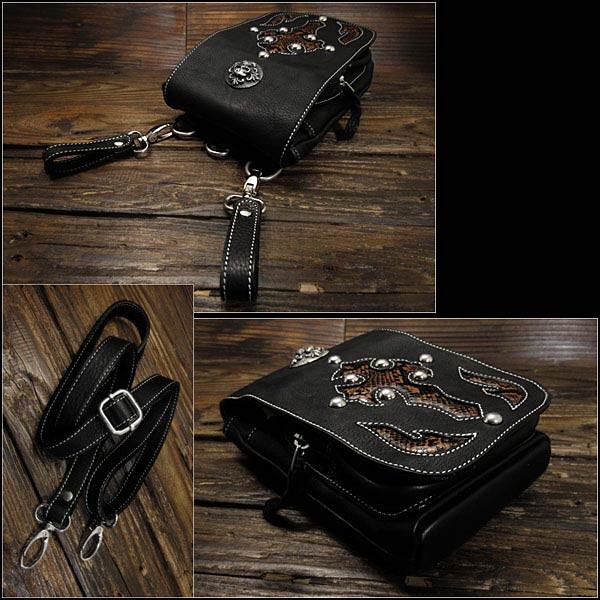 ブラウンレザーポーチ ショルダーストラップ付き strap3784a.jpg