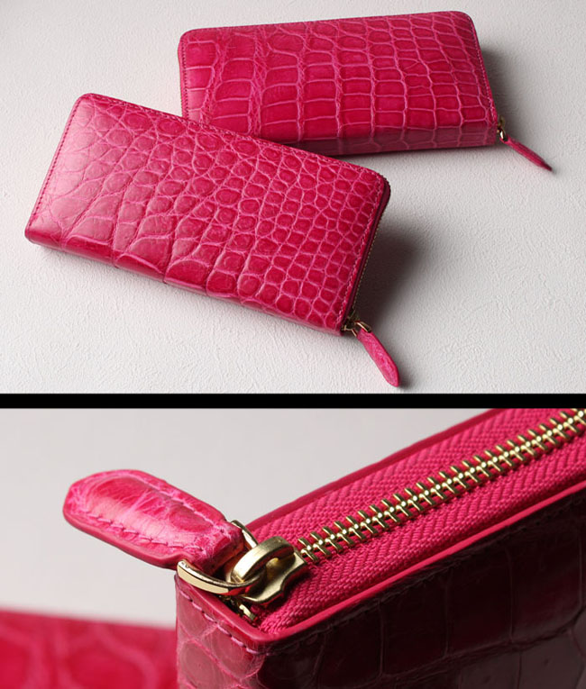 在庫処分】クロコダイル 長財布 ラウンドファスナー ロングウォレット