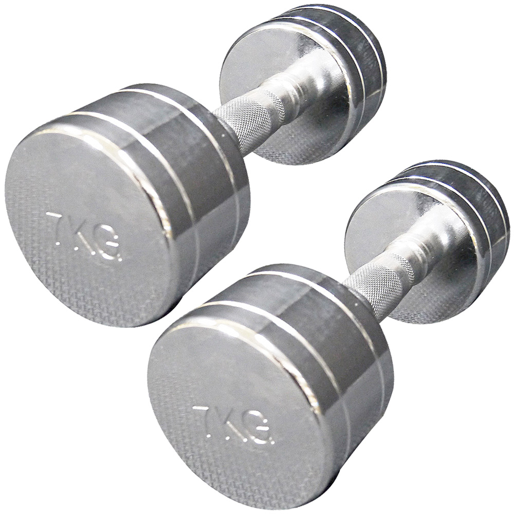 [手渡し限定]　重量固定式　クローム・ダンベル 15kg(ペア) 　中古品 WILD FIT（ワイルドフィット） 固定式クローム 7kg 2本セット