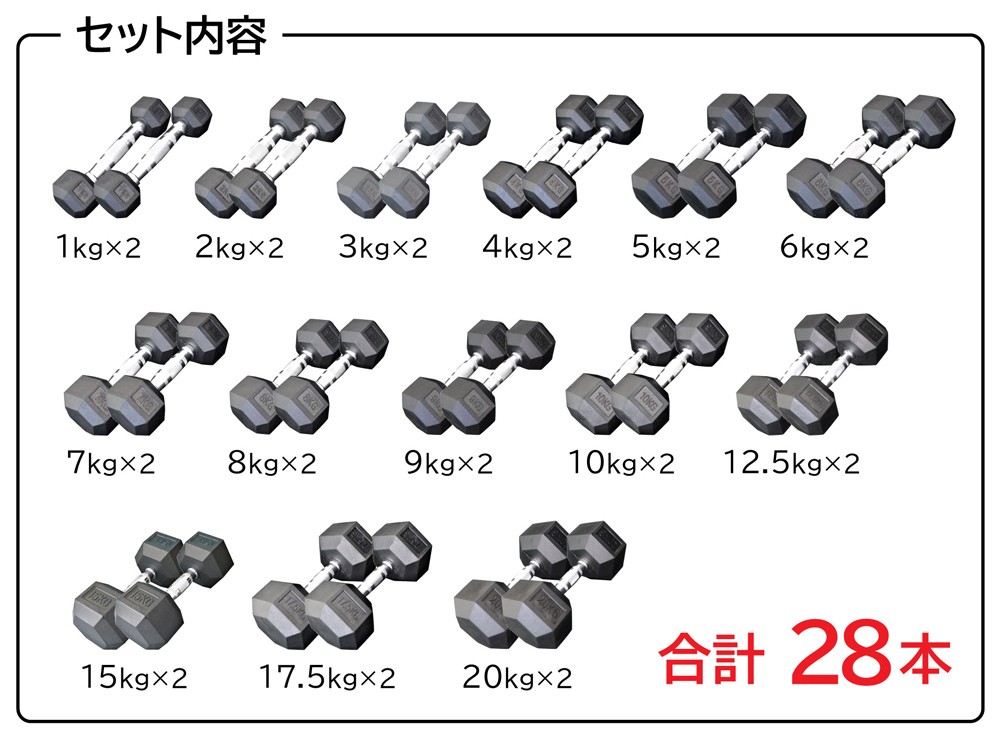WILD FIT（ワイルドフィット） 固定式六角ダンベルセット / 固定式