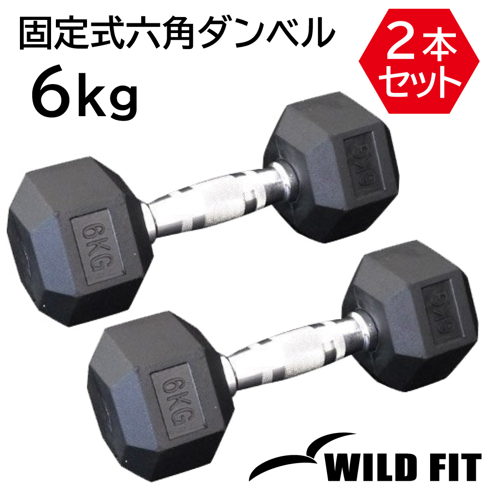 WILD FIT - 据えつける式 六角亜鈴 6kg 2本仕掛ける / ヘクス 六角 ヘキサゴン 亜鈴 思われ人 ヘックスダンベル 筋トレ 形づくる 住み家
