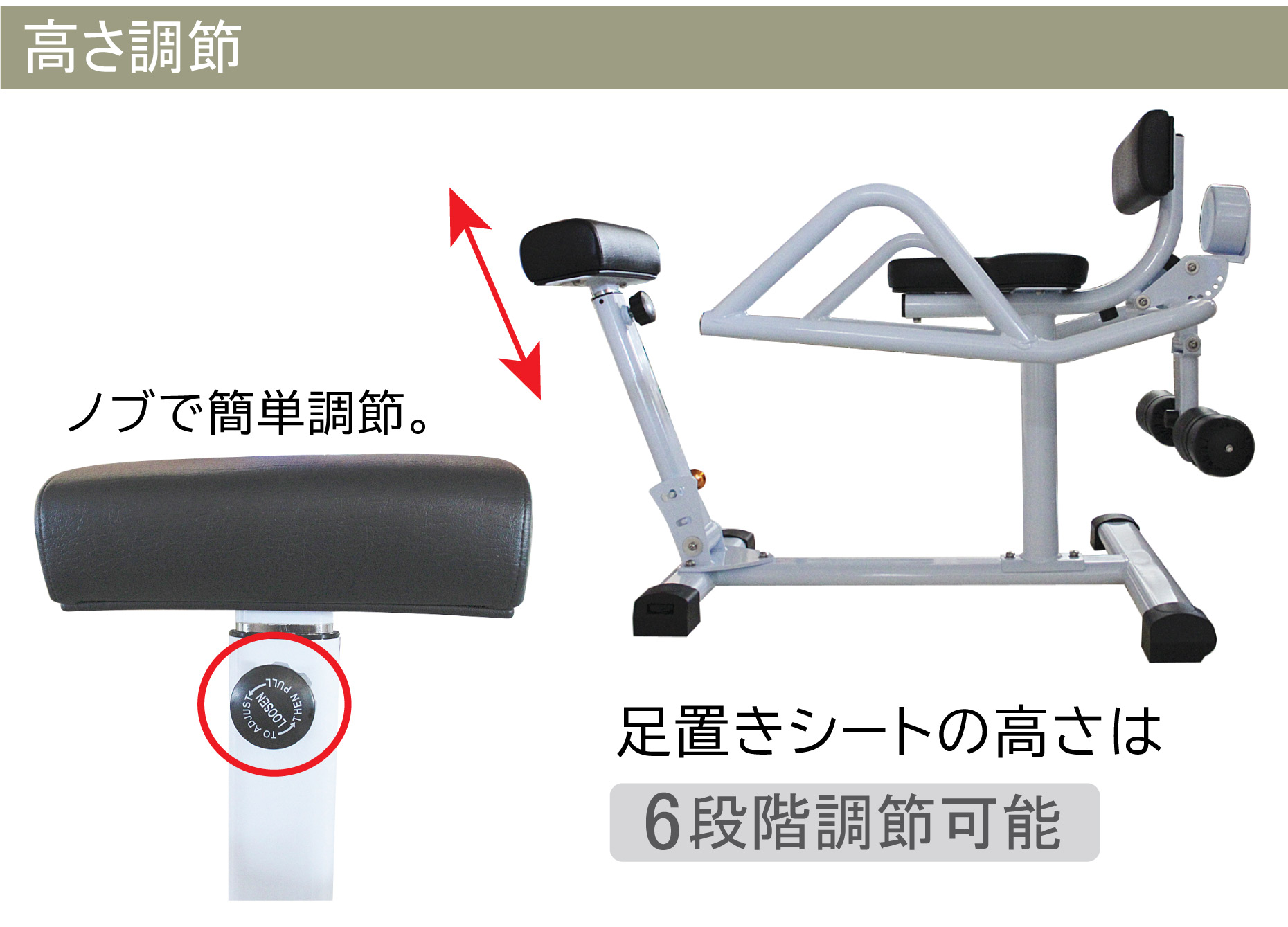 パッドの高さ調節