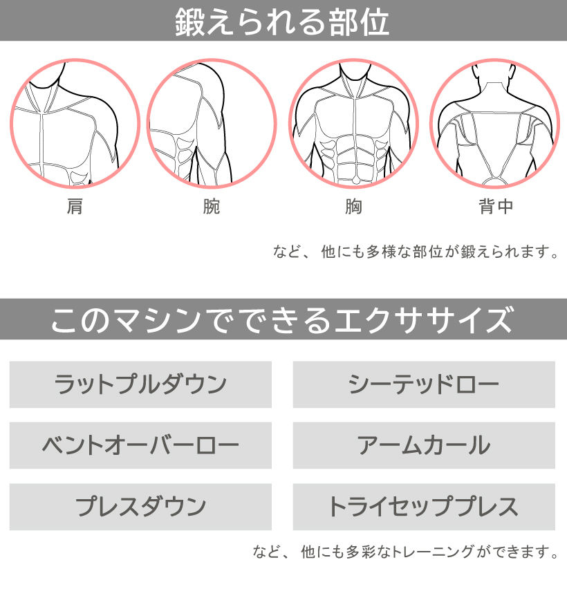 ワイルドフィット ラットプルマシン Φ28 / トレーニング器具 ラットマシン 筋トレ ケーブル ラットプルダウン トレーニングマシン ロープーリー 背筋 爆買 関連画像1