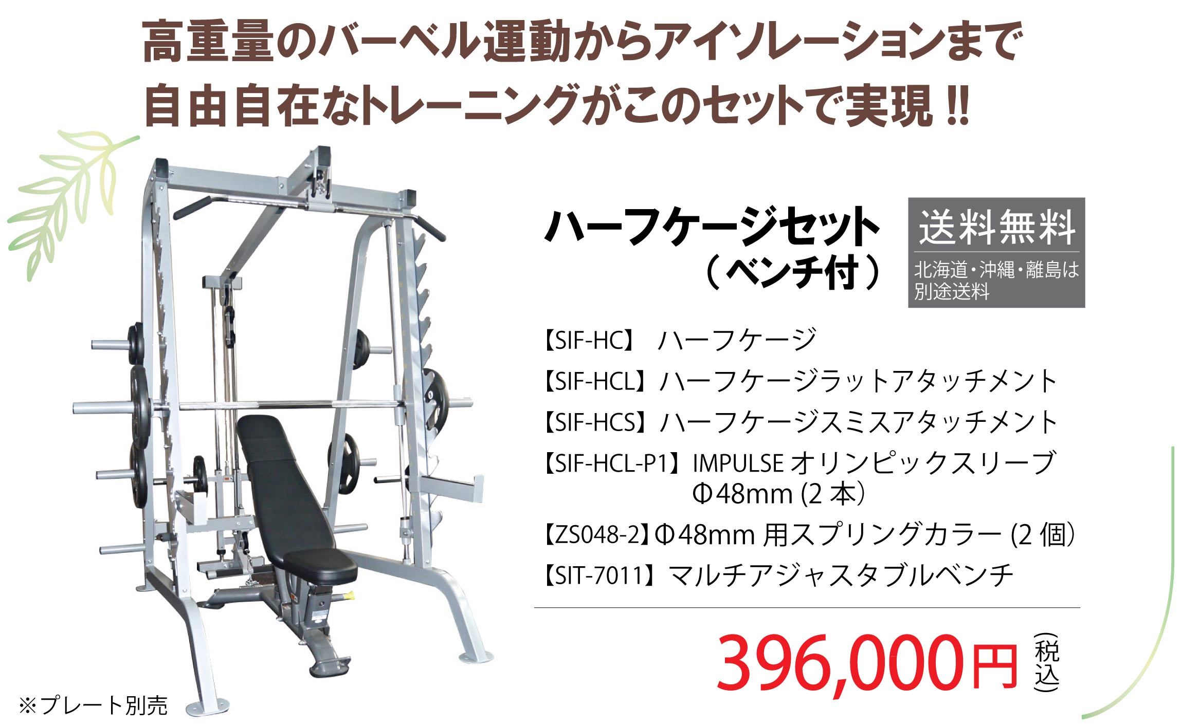 WILD FIT ハーフケージセット (ベンチ付) [Φ50] 返品・交換不可