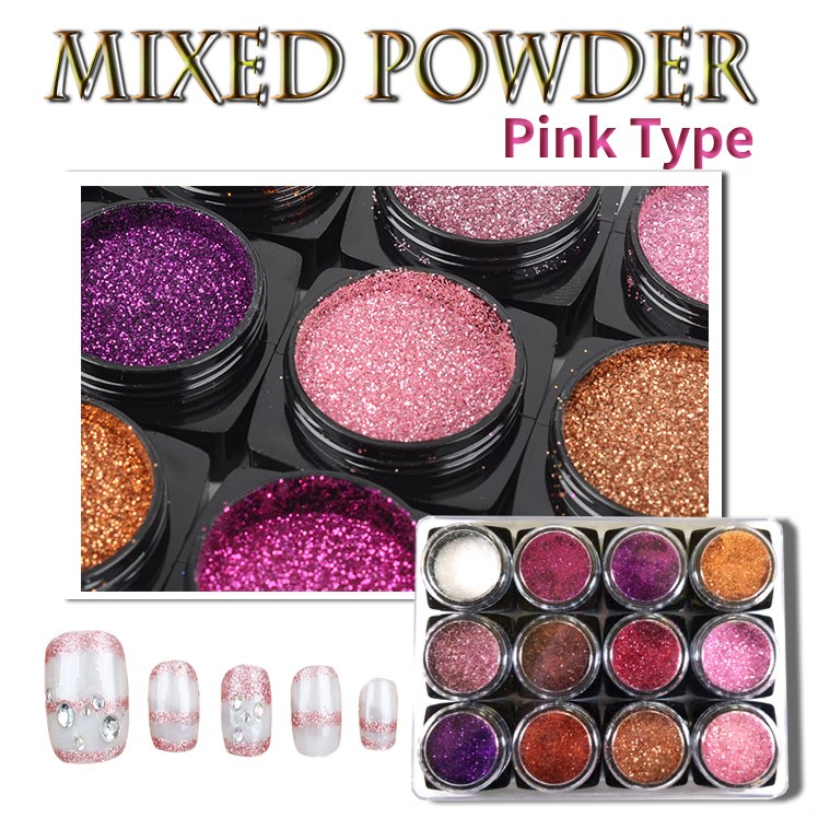 Mix ラメパウダー グリッター ピンク系 12色セット ネイル用品全国配送いたします ネイルマート 株式会社アイエヌエスジャパン
