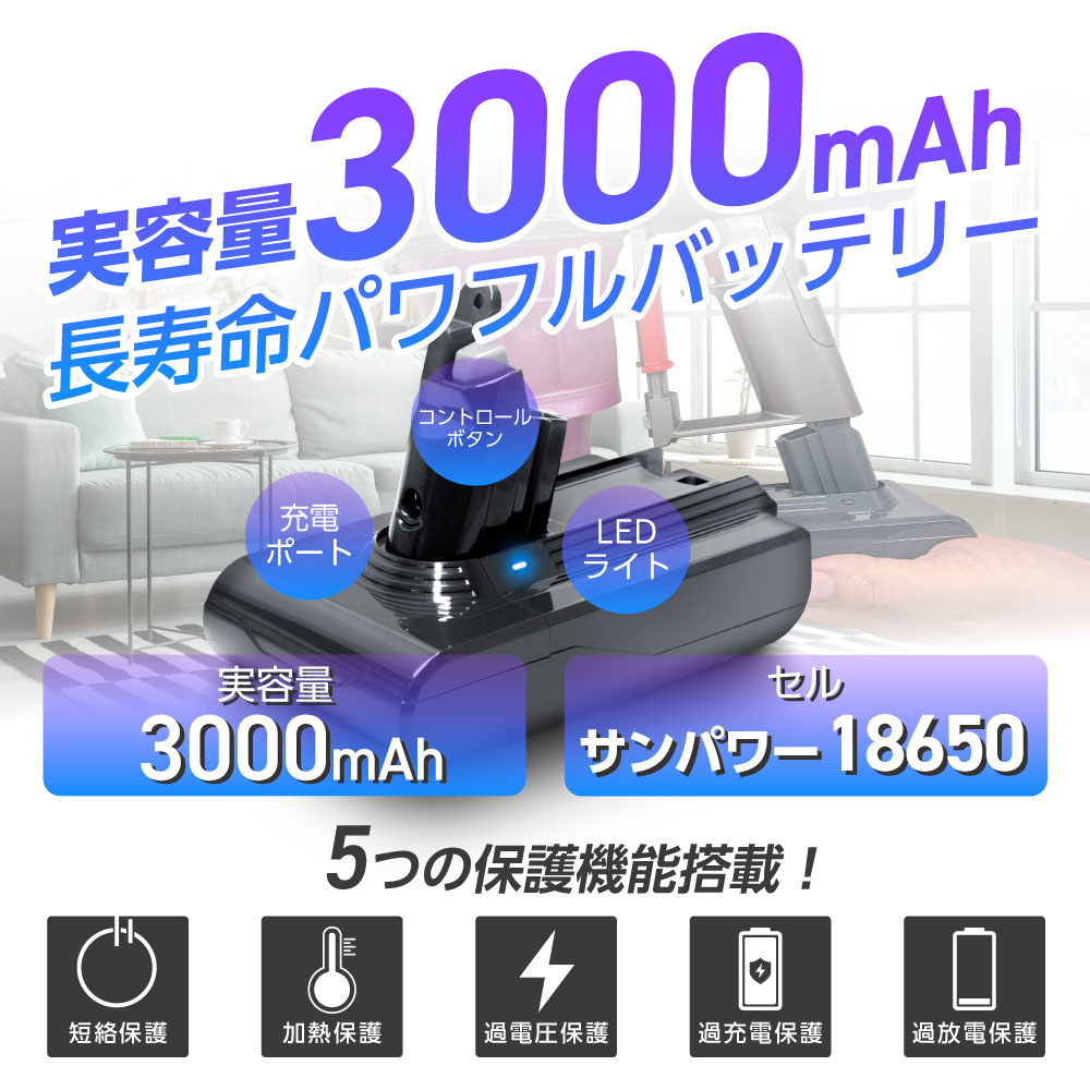 Dyson（ダイソン） 【大容量3000mAh】互換ラボ ダイソン対応