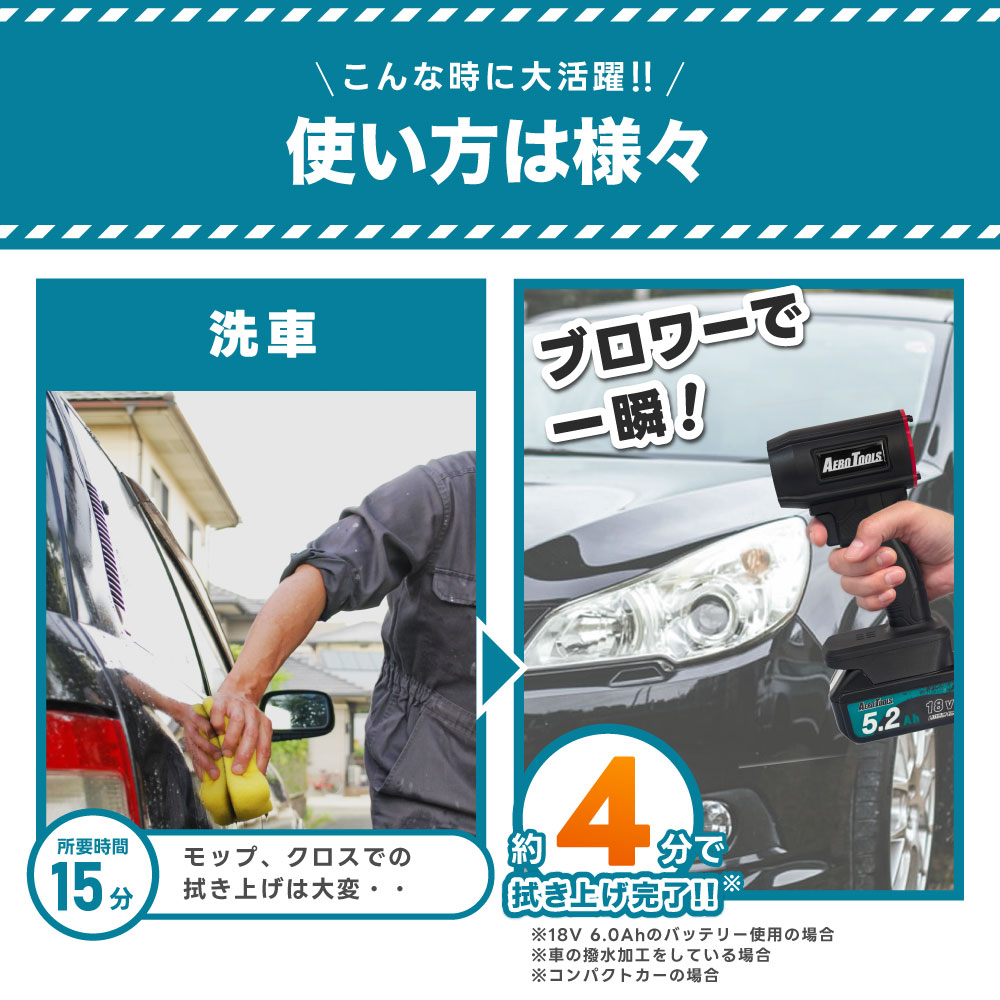 AERO TOOLS 強力ブロワー MK-1 & マキタ互換 バッテリー 18V 5.2Ah