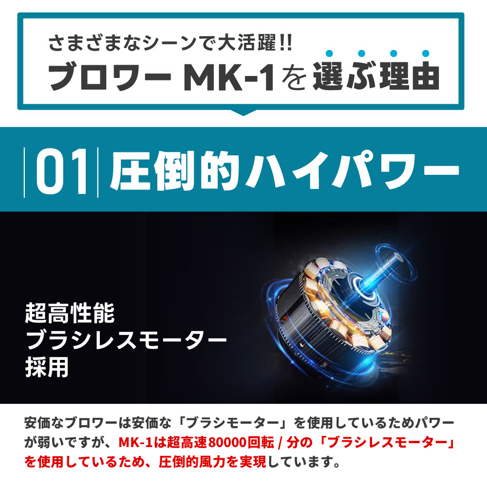 AERO TOOLS 強力ブロワー MK-1 & マキタ互換 バッテリー 18V 5.2Ah