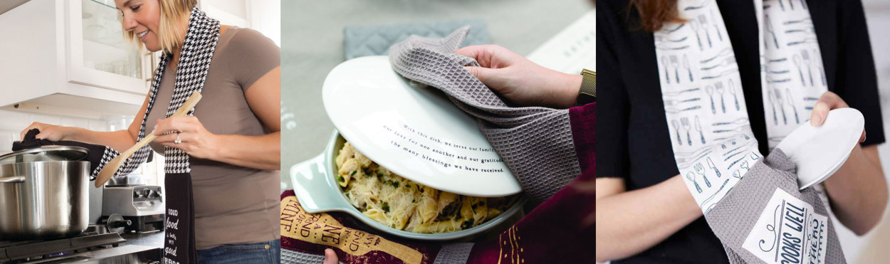 羽織れるタオル キッチンボアお試し | キッチンタオルの再発明 ミトン