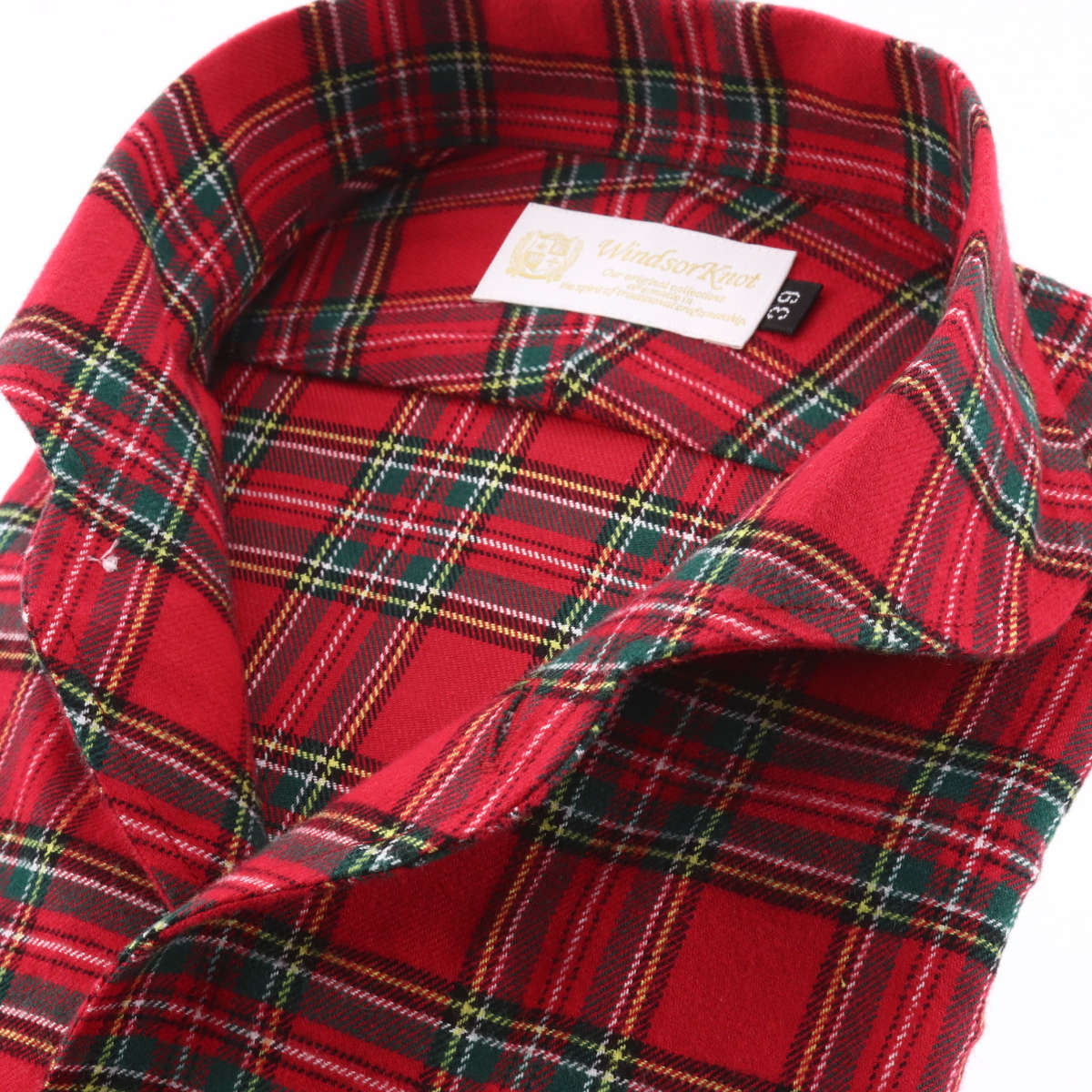 ワイシャツ ウィンザーノット イタリアンカラーシャツ フラノ タータン