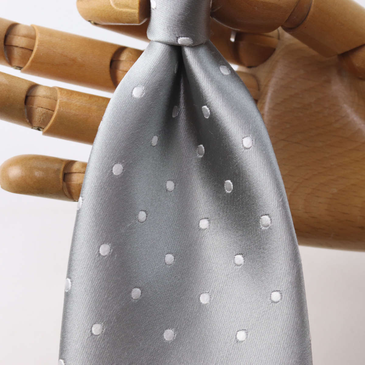 ネクタイ シルク シルバーグレイ ドット 織り無地 フォーマルタイ