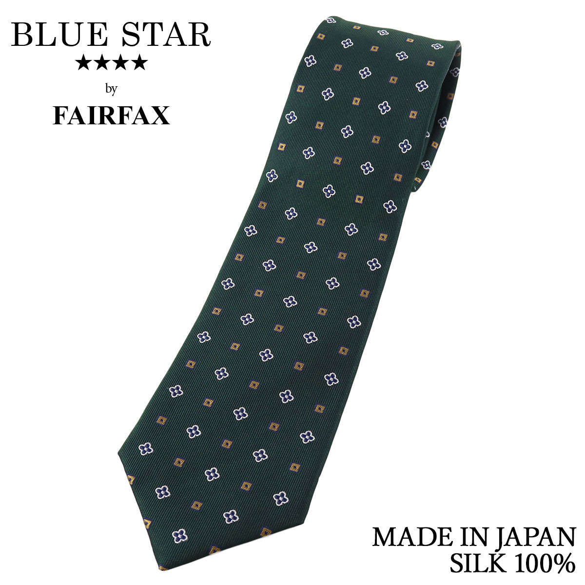 美品】FAIRFAX ネクタイ 小紋柄 ジャガード織 光沢感 ブラック 黒 茶