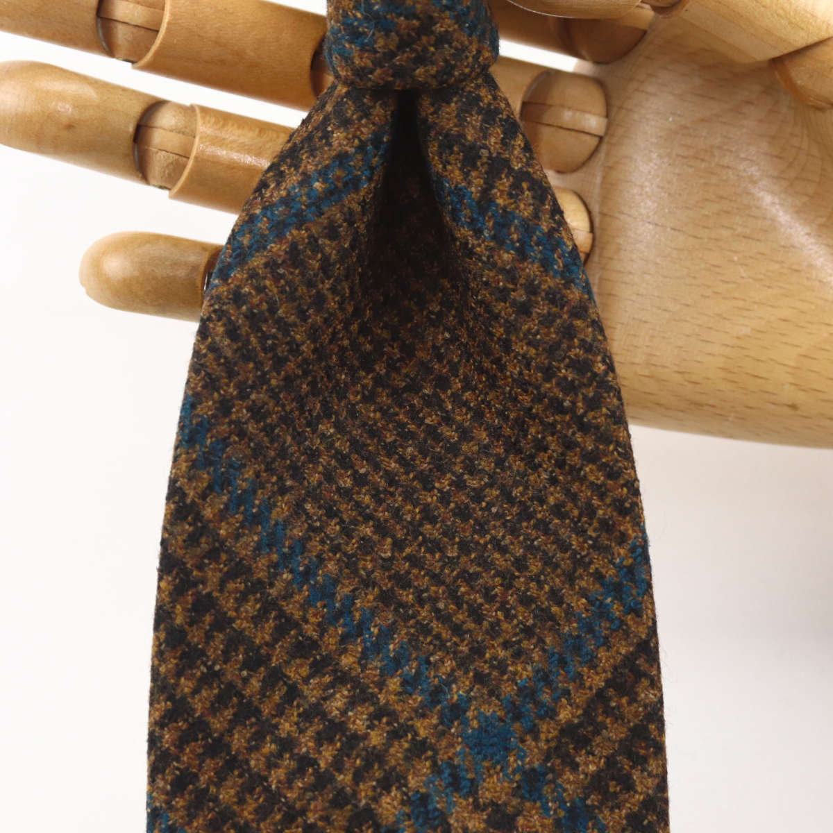 新品未使用★タイユアタイ　ブラウン　チェック　セッテピエゲ　ウールタイ 新品未使用☆タイユアタイ ブラウン チェック セッテピエゲ ウールタイ