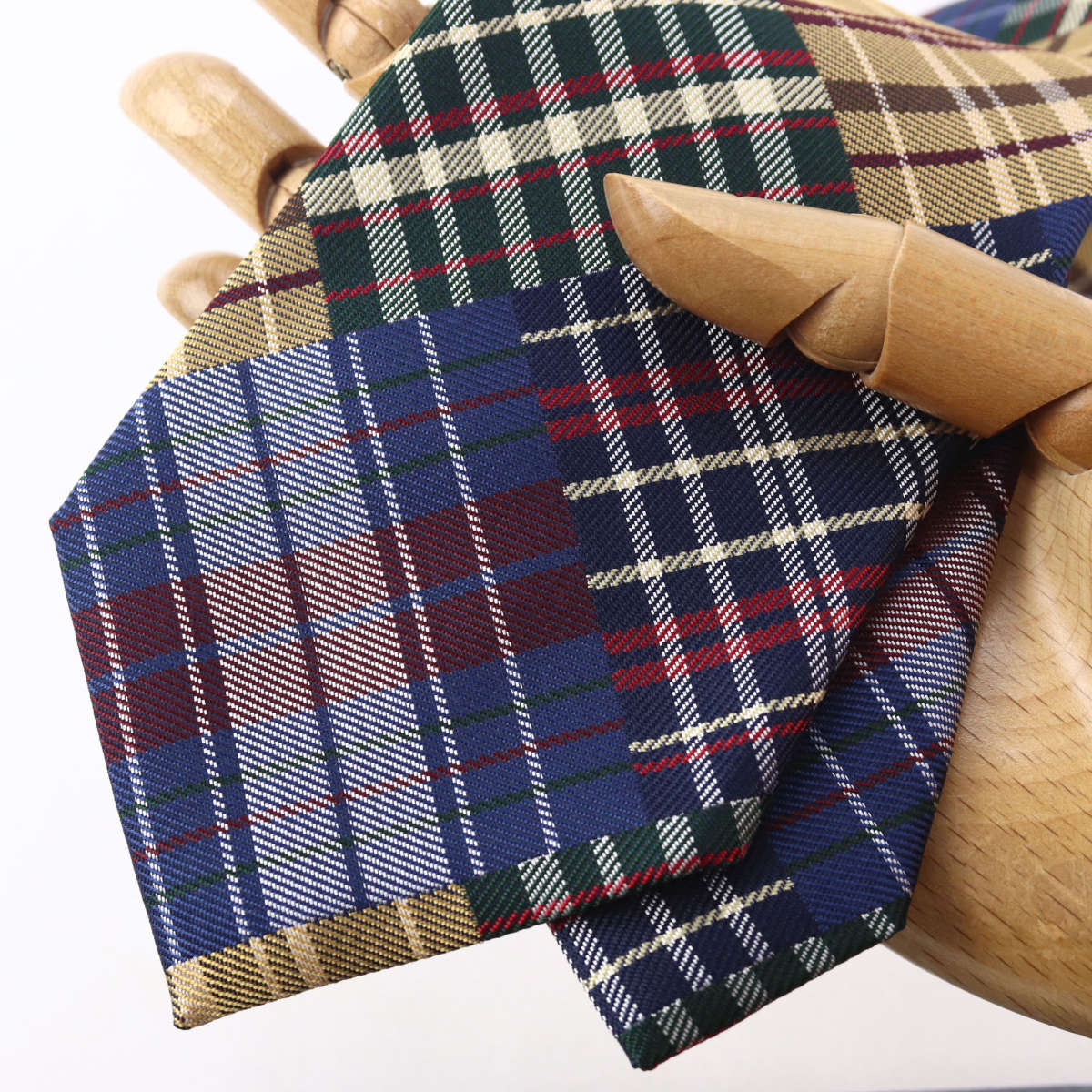 FAIRFAX（フェアファクス） ネクタイ パッチワーク風チェック ネイビー