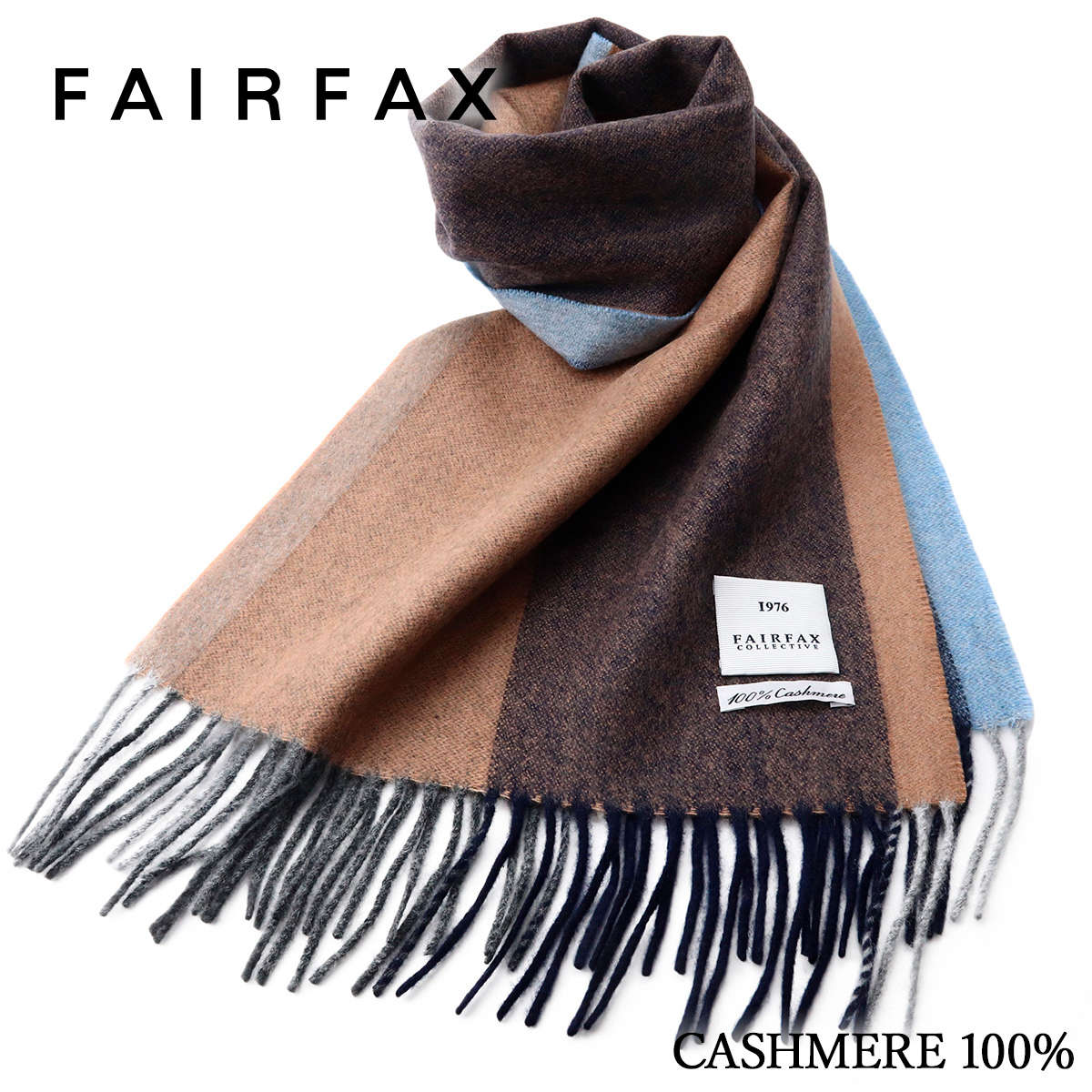 マフラー フェアファクス FAIRFAX メンズ カシミヤ 100% パネル