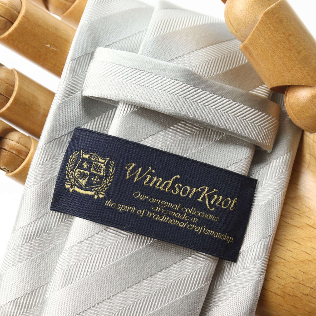 ネクタイ ビジネス シルク シルバー ヘリンボーン ストライプ織