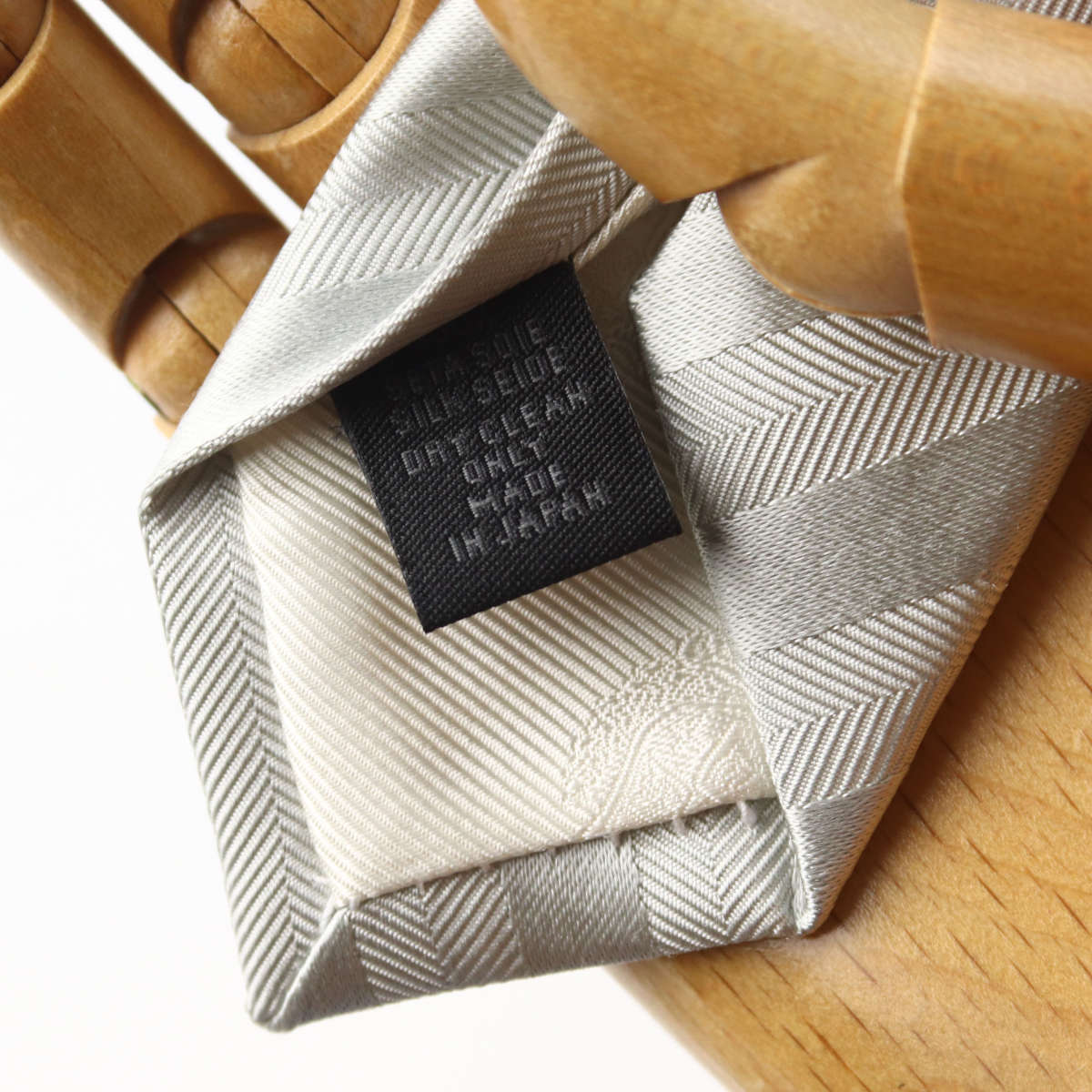 ネクタイ ビジネス シルク シルバー ヘリンボーン ストライプ織