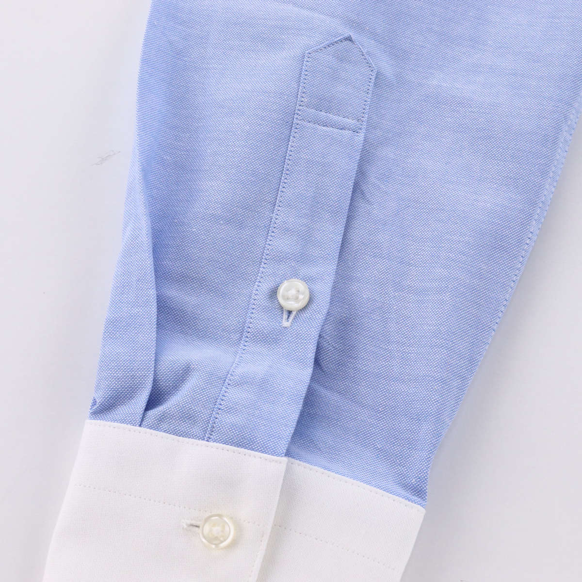 ワイシャツ クレリック ラウンドカラー オックス ブルー 長袖 日本製