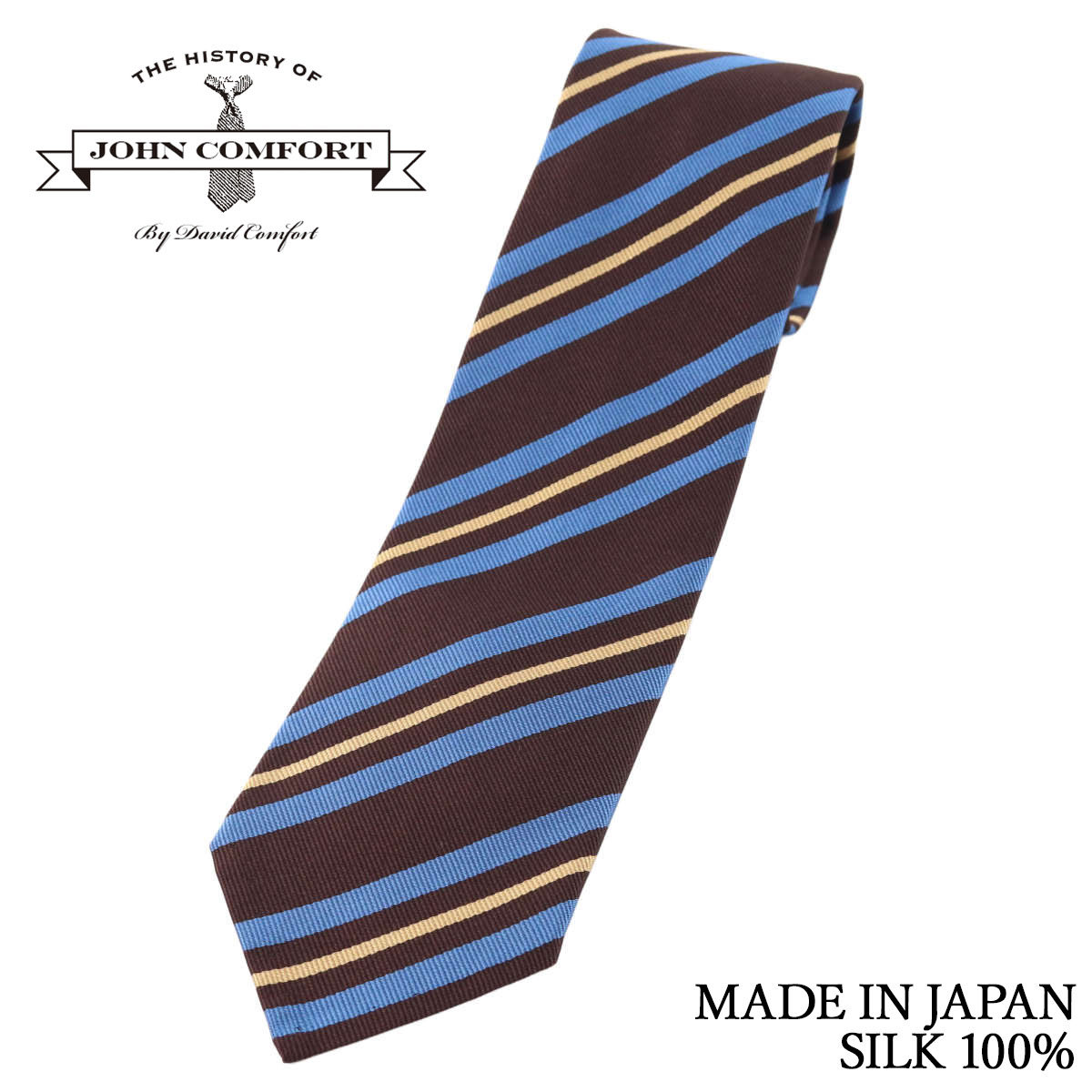 極美品✨️ ジョンコンフォート ネクタイ ネイビー ストライプ 高級シルク JOHN COMFORT ネクタイ ビジネス ジョンコンフォート オルタネイト