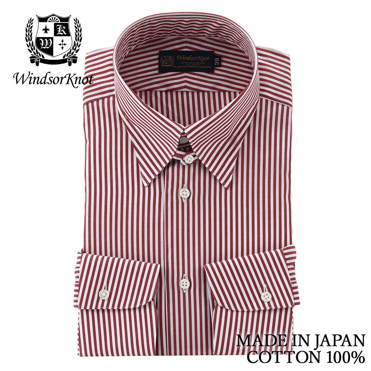 ワイシャツ ウィンザーノット WindsorKnot タブカラー ワイン 赤