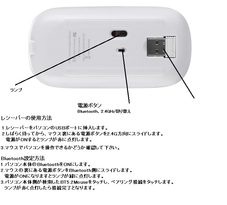 ワイヤレスマウス mouse 無線マウス Bluetoothマウス 2.4GHz PC