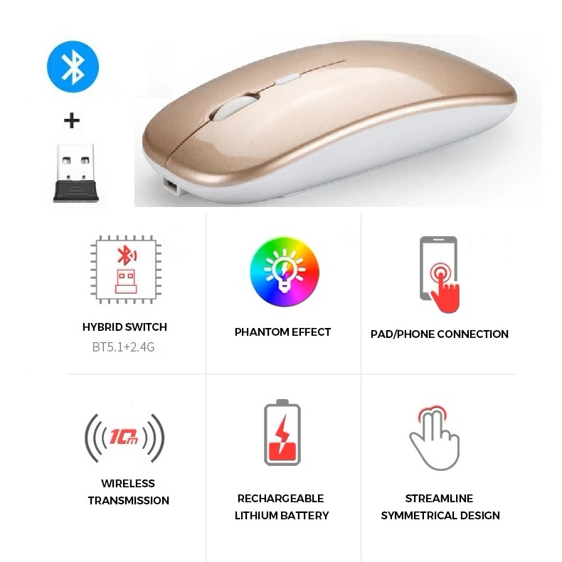 Bluetooth マウス 7色ライト付き 光学センサー ワイヤレス 光るマウス