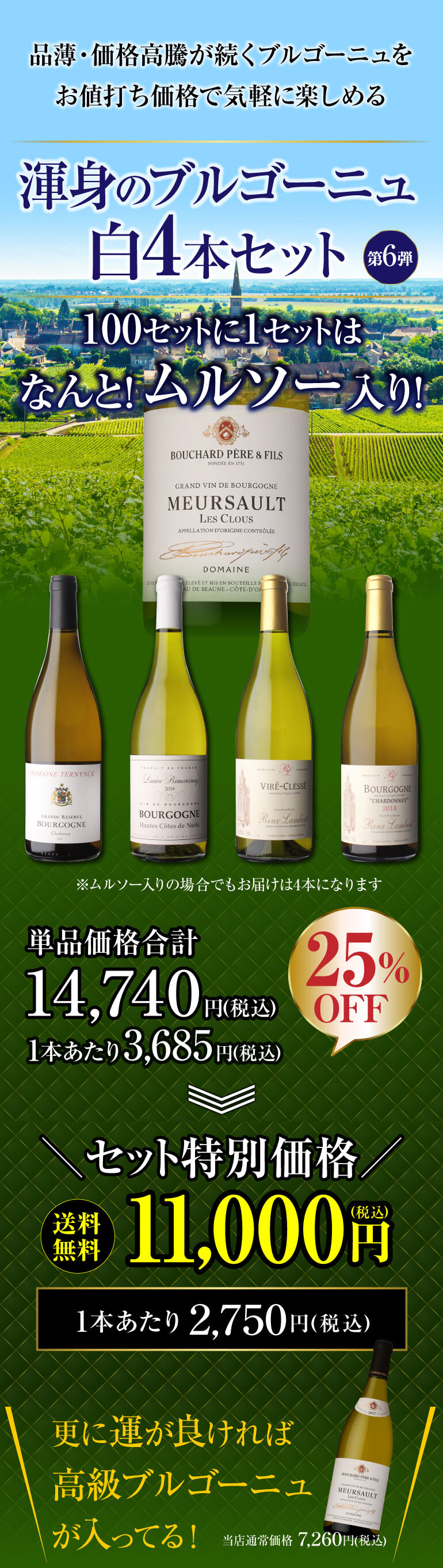 フランス5冠金賞など4本 +ブルゴーニュ 1本 計白5本 750ml - ワイン