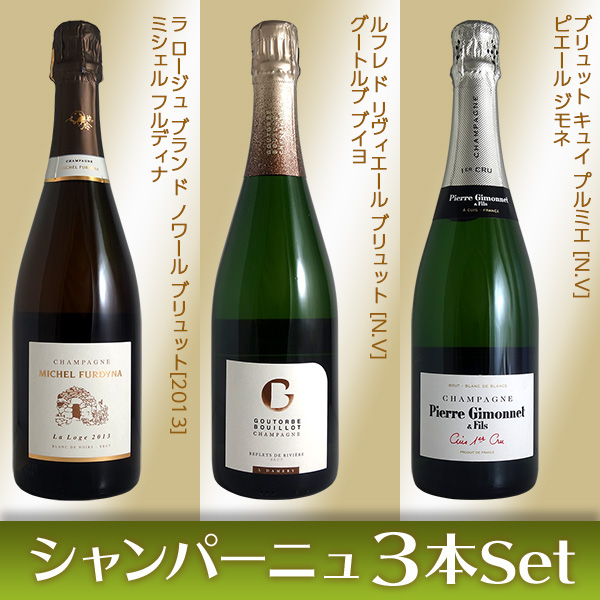 送料無料)シャンパン3本セット(A)職人技の冴えるRM生産者 送料無料)