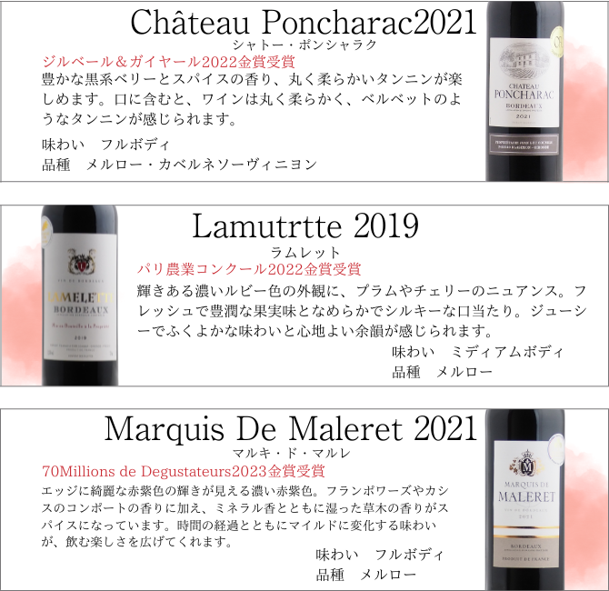 ボルドー金賞　AO　赤 12本セット 750ml 格上含むフランスボルドー金賞赤ワイン 12本飲み比べセット(B