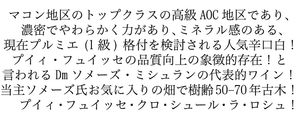 プイィ フュイッセ クロ シュール ラ ロシュ 2018 ドメーヌ ソメーズ