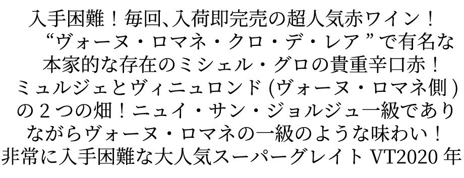 ニュイ サン ジョルジュ プルミエ クリュ 一級 2020 ドメーヌ