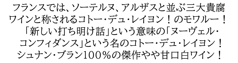【エチケット汚れ有】ヌーヴェル コンフィダンス 2020 蔵出し品 ドメーヌ ル フィエフ ノワール元詰 自然派 ビオ AOCコトー デュ レイヨン