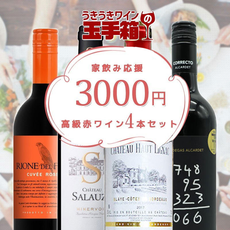 ワインセット うきうきワインの玉手箱 家飲み応援 3000円シリーズ 赤ワイン4本セット 家飲み 巣ごもり 応援 stay home  :2400001002276:うきうきワインの玉手箱 - 通販 - Yahoo!ショッピング