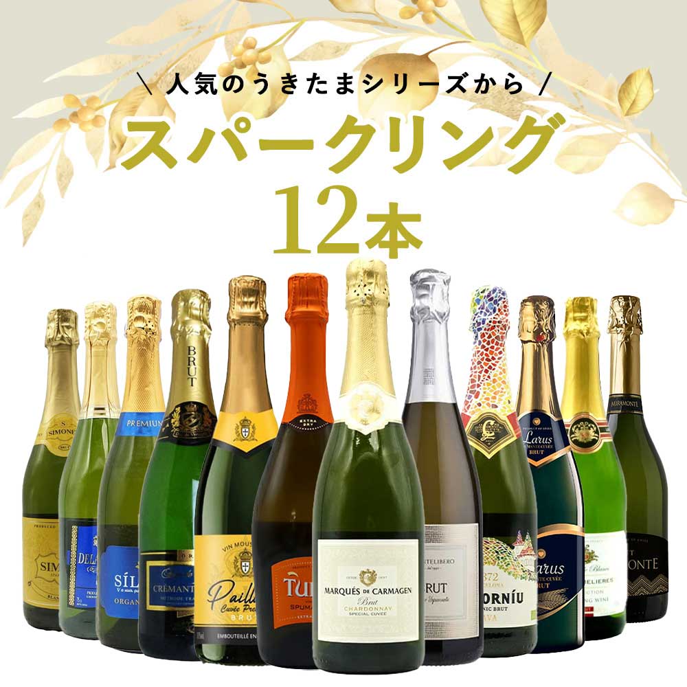 かず！！12本セット　スパークリングワイン　白ワイン　番号22・⑤ 送料無料】うきたまシリーズ スパークリング12本 ワインセット