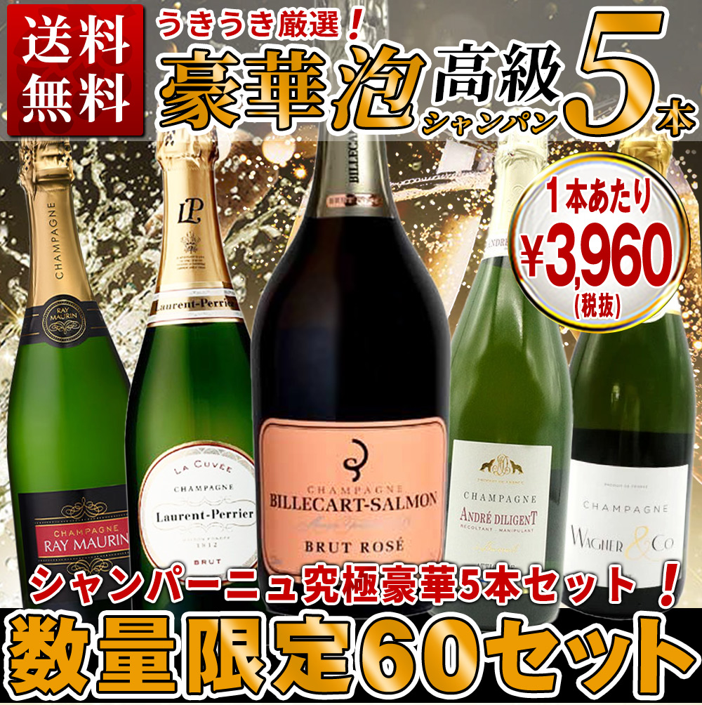 remuage417様ご希望品　シャンパン5本 送料無料】【60セット限定】うきうき厳選！超限定販売！高級辛口