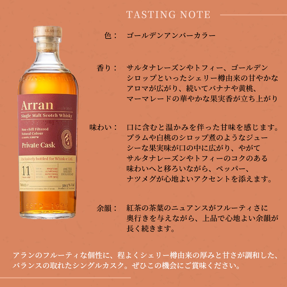 正規品 箱入】アラン 2013年 11年 2nd フィルシェリーホグスヘッド